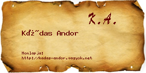 Kádas Andor névjegykártya